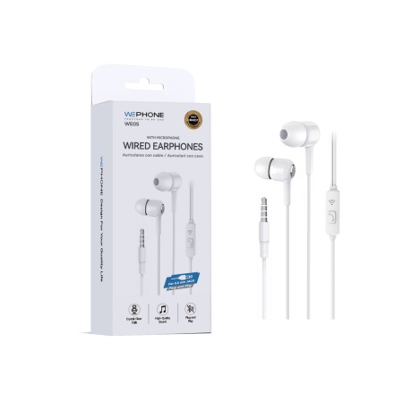 Auriculares con cable In-Ear Jack 3.5 mm con micrófono y control color Blanco