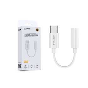Adaptador de audio Conector Tipo-C a Jack 3.5 mm hembra color Blanco