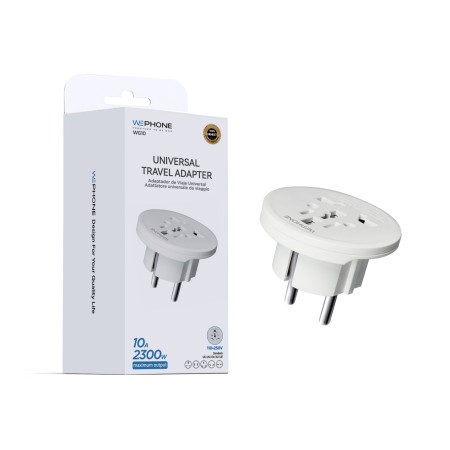 daptador de Viaje Universal WG10 10A 2300W – Enchufe Europeo color Blanco