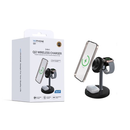Cargador Inalámbrico Qi2 3 en 1 Wephone Q11 | 20.5W Carga Rápida