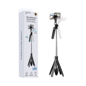 Palo Selfie Tripode Extensible Control Remoto Bluetooth y Cabezal Giratorio Pro color Negro