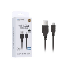 Cable USB 2.0 a Mini USB 1 Metro, Salida 2.4A y Transferencia de Datos de 480 Mbps color Negro