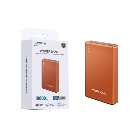 Power Bank Magnético 10000mAh – Cuerpo de Metal, Carga Inalámbrica 15W y Salida PD 20W color Naranja
