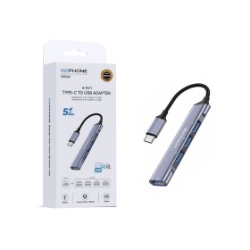 Adaptador Hub 4 en 1 USB-C – 4 Puertos de Expansión 1x USB 3.0 5Gbps + 3x USB 2.0 en Aluminio y Cable Trenzado