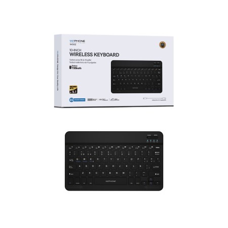 Teclado Inalámbrico de 10 Pulgadas Bluetooth 5.1 Pro Recargable por USB-C Ultra Slim, Spanish Version