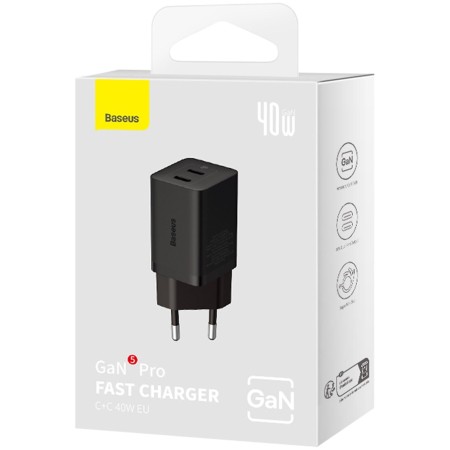 Cargador Baseus GaN5 Pro 40W Dual USB-C | Carga Rápida GaN | Wephone Mayorista de Accesorios