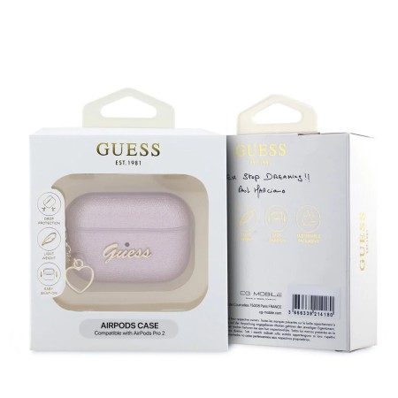 Funda Guess para AirPods Pro y Pro 2 con Colgante de Corazón – Morado