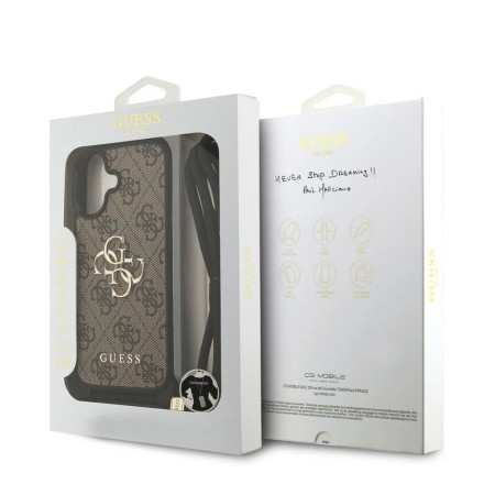 Funda Guess Crossbody para iPhone 17 – Colección 4G Big Logo con Cordón Ajustable – Marrón
