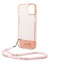 Funda Guess iPhone 14/13 Rosa Traslúcida | Cordón Crossbody