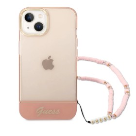 Funda Rígida Guess para iPhone 14 – Translucent con Cordón – Rosa