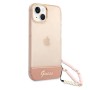 Funda Guess iPhone 14/13 Rosa Traslúcida | Cordón Crossbody