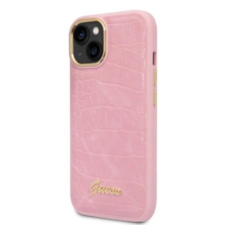 Funda Guess iPhone 14/13 Rosa Croco | Botones Metálicos