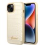 Funda Rígida Guess para iPhone 14 / 13 – Colección Croco con Botones Metálicos – Dorado