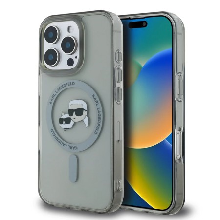 Funda Karl Lagerfeld para iPhone 16 Pro - Transparente Magsafe IML Metal Icon
