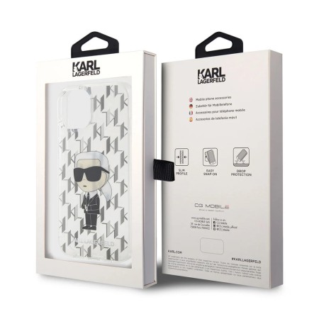 Funda Rígida Karl Lagerfeld para iPhone 15 - Transparente Ikonik Monogram