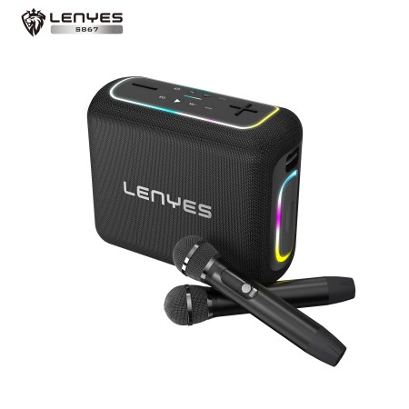 Altavoz Bluetooth Party Lenyes S867 | 200W Peak Power | 2 Micrófonos Inalámbricos 2.4G | RGB Dinámico | Correa de Transporte