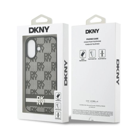 Funda DKNY para iPhone 17 Patrón de Cuadros Negra | Mayorista Oficial