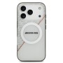 Funda Premium AMG para iPhone 17 Pro Max con MagSafe y Línea Roja Deportiva – Blanco/Semi-Transparente