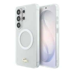 Funda Lacoste Premium para Samsung Galaxy S26 Ultra – Transparente Mate con Borde Dorado y MagSafe