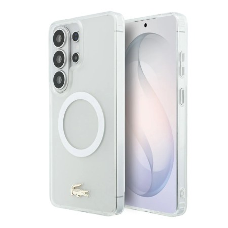 Funda Lacoste Premium para Samsung Galaxy S26 Ultra – Transparente Mate con Borde Dorado y MagSafe