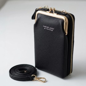 Bolso Monedero para Móvil Negro con Textura Litchi REF: 1315 | Mayorista Accesorios