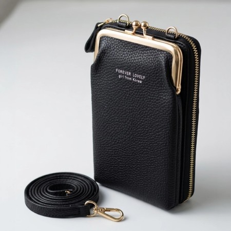 Bolso Monedero para Móvil Negro con Textura Litchi REF: 1315 | Mayorista Accesorios
