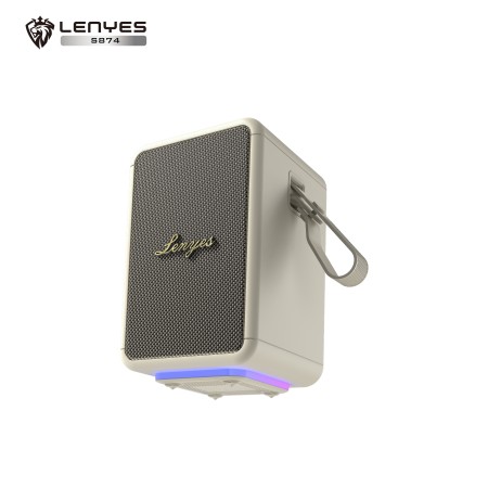 Lenyes S874 Elegance White | Altavoz Bluetooth V5.3 15W | Diseño Runway | IPX6 con 4 Modos de Reproducción