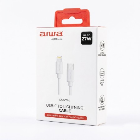 Cable de Carga Rápida Aiwa Original 27W USB-C a Lightning (1 metro) para dispositivos Apple Blanco