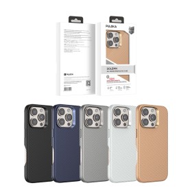 Funda PULOKA para iPhone 15 Textura Fibra de Carbono con MagSafe y Marco Metálico