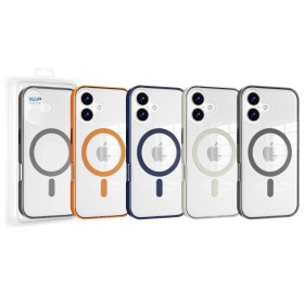 Funda para iPhone 16 Rígida Transparente con MagSafe y Borde de Color
