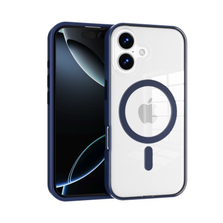 Funda para iPhone 17 Rígida Transparente con MagSafe y Borde de Color Azul Marino