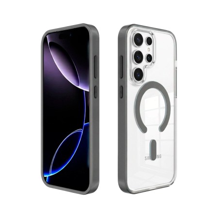 Funda para Samsung S26 Ultra Rígida Transparente con MagSafe y Borde de Color Negro