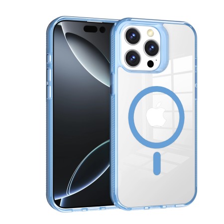 Funda GStyle Transparente MagSafe para iPhone 15 Pro Max – Rígida y Antigolpes - Color Azul