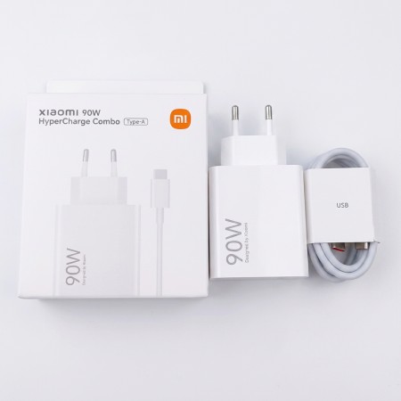 Cargador Original Xiaomi 90W HyperCharge Adaptador de Pared Blanco con Cable USB-C