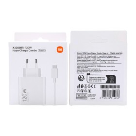 Cargador Original Xiaomi 120W HyperCharge Combo (Type-A) | Adaptador de Pared Blanco con Cable USB-C a USB-A (1m)