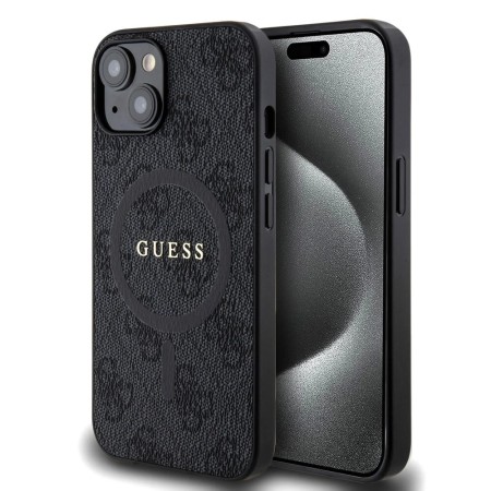 Compra al Por Mayor Funda Guess para iPhone 14– Classic Logo en Piel Sintética – Negro MagSafe