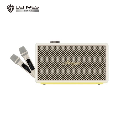 Altavoz Party Box Lenyes S877 Blanco de 200W Pico con Batería 4500mAh, con RGB y 2 Micrófonos de Carga Rápida 30W PD