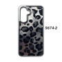 Compra al por Mayor la Funda para Samsung A37 con Estampado de Leopardo Brillante con Borde Metálico color Gris