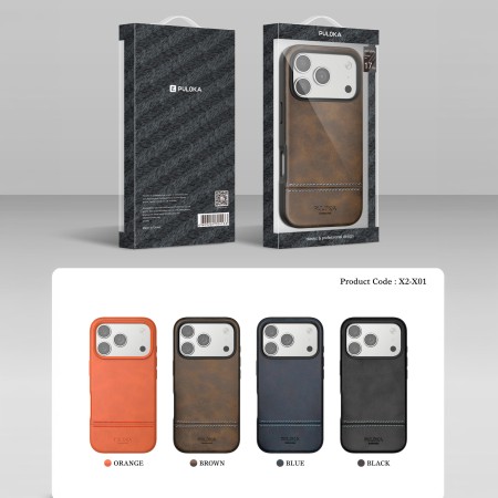 Compra al por mayor la funda PULOKA efecto piel para iPhone 17 Pro Max con detalle de bordado