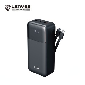 Power Bank Lenyes PX342D 30000mAh | 22.5W Fast Charging | Cables Integrados | Pantalla Digital Inteligente