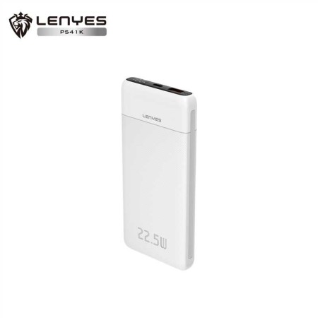 Power Bank Lenyes P541K Blanco de 10000mAh con Carga Rápida 22.5W | Certificación 3C y Pantalla Digital