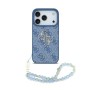 Funda Guess para iPhone 17 Pro – Colección 4G con Correa de Perlas y Logotipo Metálico Grande – Azul