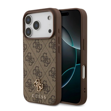 Funda Guess para iPhone 17 Pro Max – Colección Small 4G & Classic Metal Logo – Marrón MagSafe