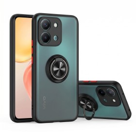 Carcasa Mate con Anillo Giratorio para Vivo Y28 4G color Negro | Mayorista B2B España