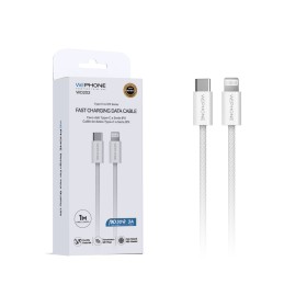 Cable de Datos y Carga Rápida Wephone WD202 – Tipo-C a Serie IPX, PD 30W / 3A, Nylon Trenzado Premium, 1m