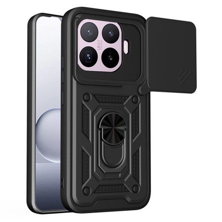 For Xiaomi 17T Case with Slide Camera Lid PC + TPU Kickstand Phone Cover - Black | Wholsale