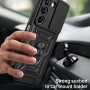 Funda para Realme C83 5G con tapa deslizante para cámara, carcasa con soporte plegable PC + TPU - Negro