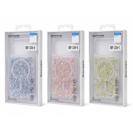 Funda Híbrida Floral con Purpurina y MagSafe para iPhone 17 Pro – REF: 1354