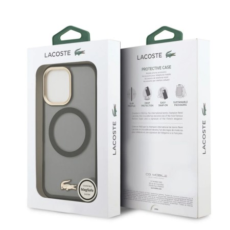 Venta al por Mayor de Funda Lacoste iPhone 17 Pro Max Mate y Negro | MagSafe