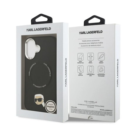 Venta al por Mayor Funda Karl Lagerfeld iPhone 17 Negra | K&C Pins y MagSafe